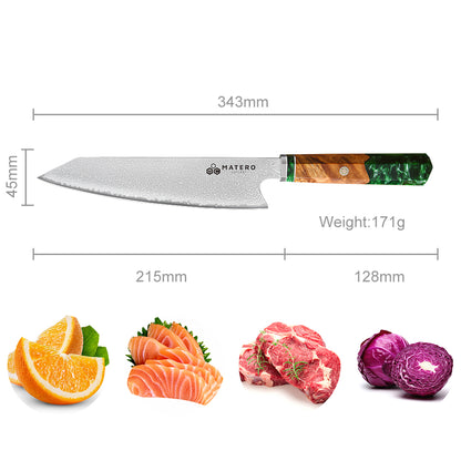 Forest Epoxy Damascus Kiritsuke 20 cm